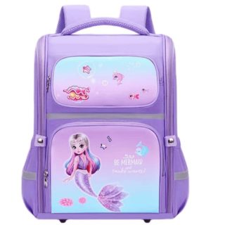Pretty Mermaid purple school bag for girls strong durable backpack for primary school