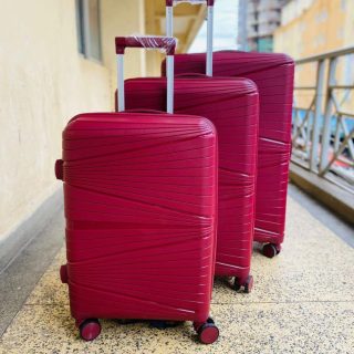 3in1 rubber maroon travel suitcase luggage bag 25kgs ,15kgs 10kgs pack suitcase set