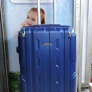 Blue medium executive travel suitcase trolley luggage bag with wheels