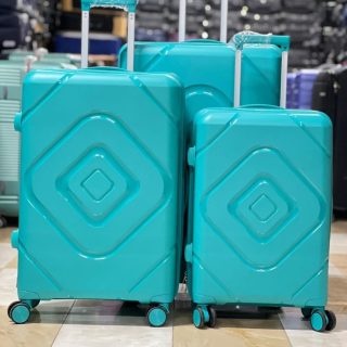 Diamond Executive rubber fibre travel suitcase blue luggage trolley bag