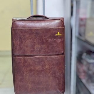 Hickory Brown Vintage Leather travel suitcase Extra Large 32 inches height