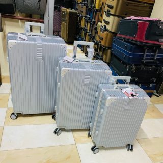 Pewter Exec 3in1 Travel suitcase set Rolling Cargo bag Trolley bag with wheels grey suitcase silver suitcase