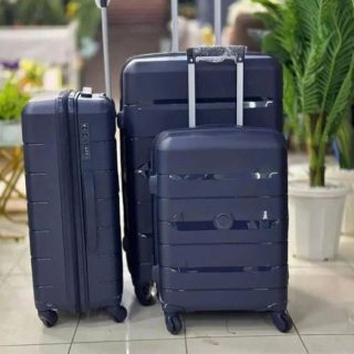 Nouveau 3in1 Navy Blue Rubber travel suitcase large capacity rolling luggage set