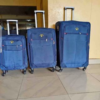 Original Pioneer fabric material travel suitcase 4wheel rolling trolley bag blue