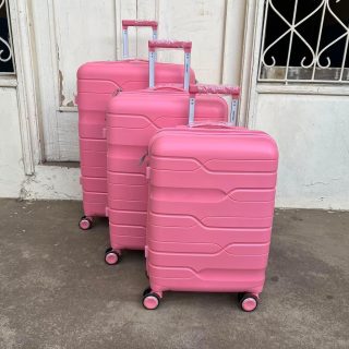 Nouveau wave pink rubber fibre travel suitcase Executive trolley bag
